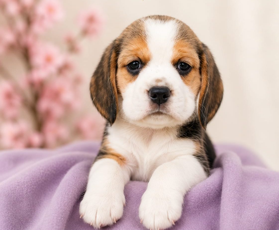 Dakota, a tricolor Alamo Beagles puppy